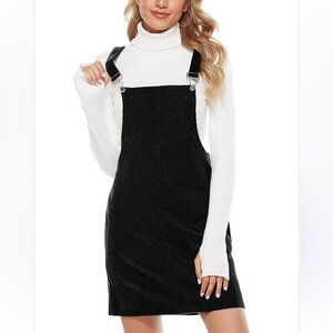 Black Corduroy Overall Dress